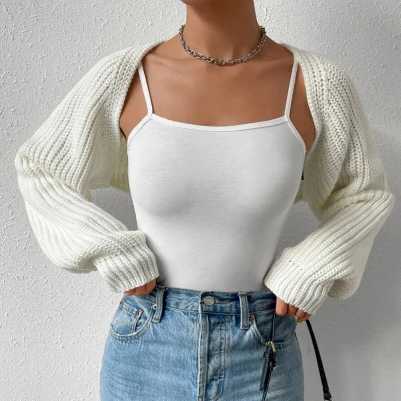 FashionKova Open Stitch Short Sweater Coat Autumn Winter Knitted Long Sleeve Tops Sexy Cardigan Crop Pullover Streetwear Outwear