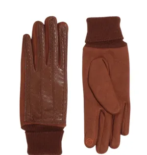 Faux Leather and Suede Roll Cuff Glove