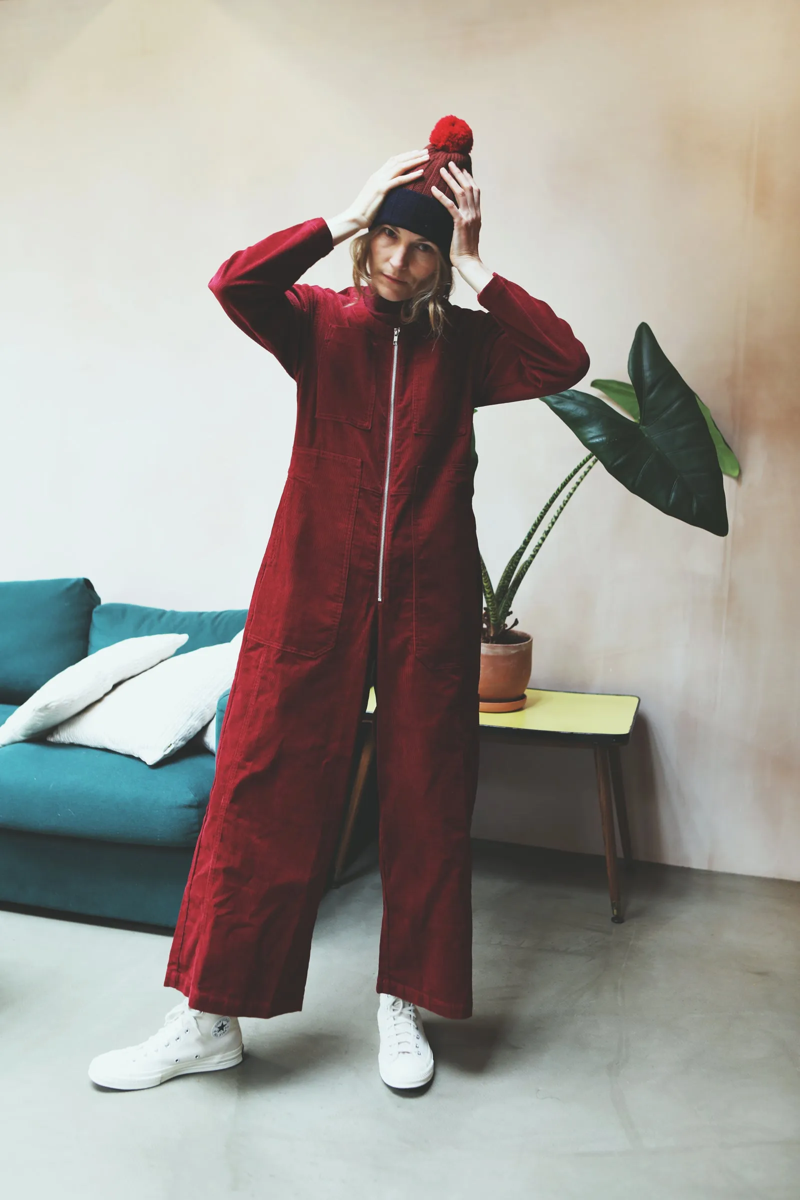 Felix Boilersuit Burgundy Corduroy