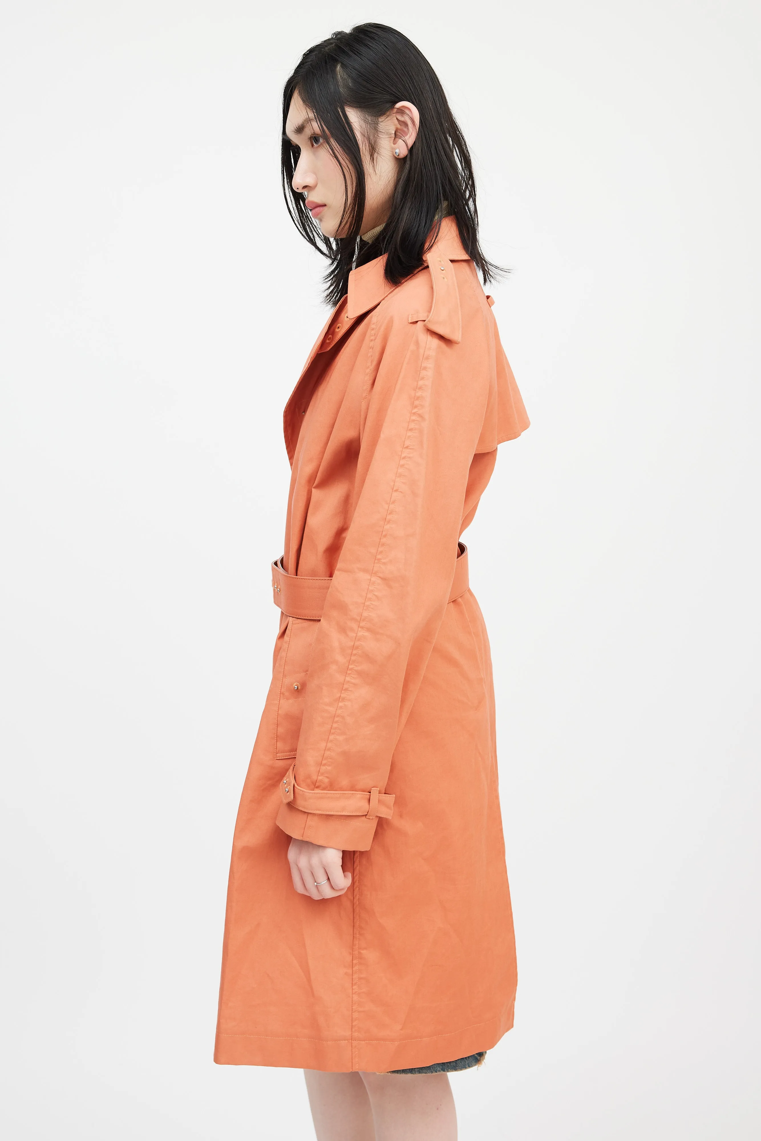 Femme Orange Belted Trench Coat