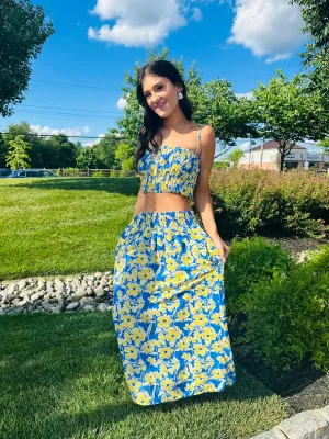 Floral Smocked Midi Skirt