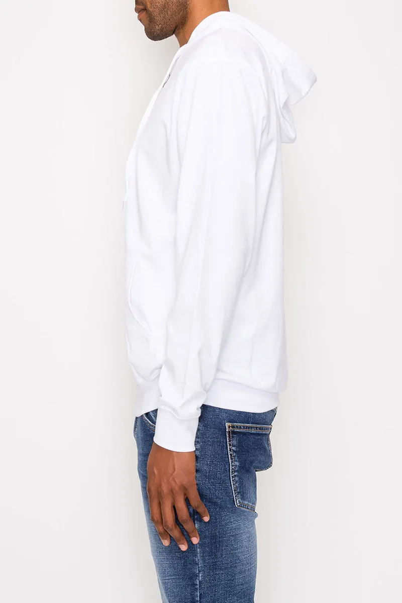 French Terry Zip Down Hoodie - White