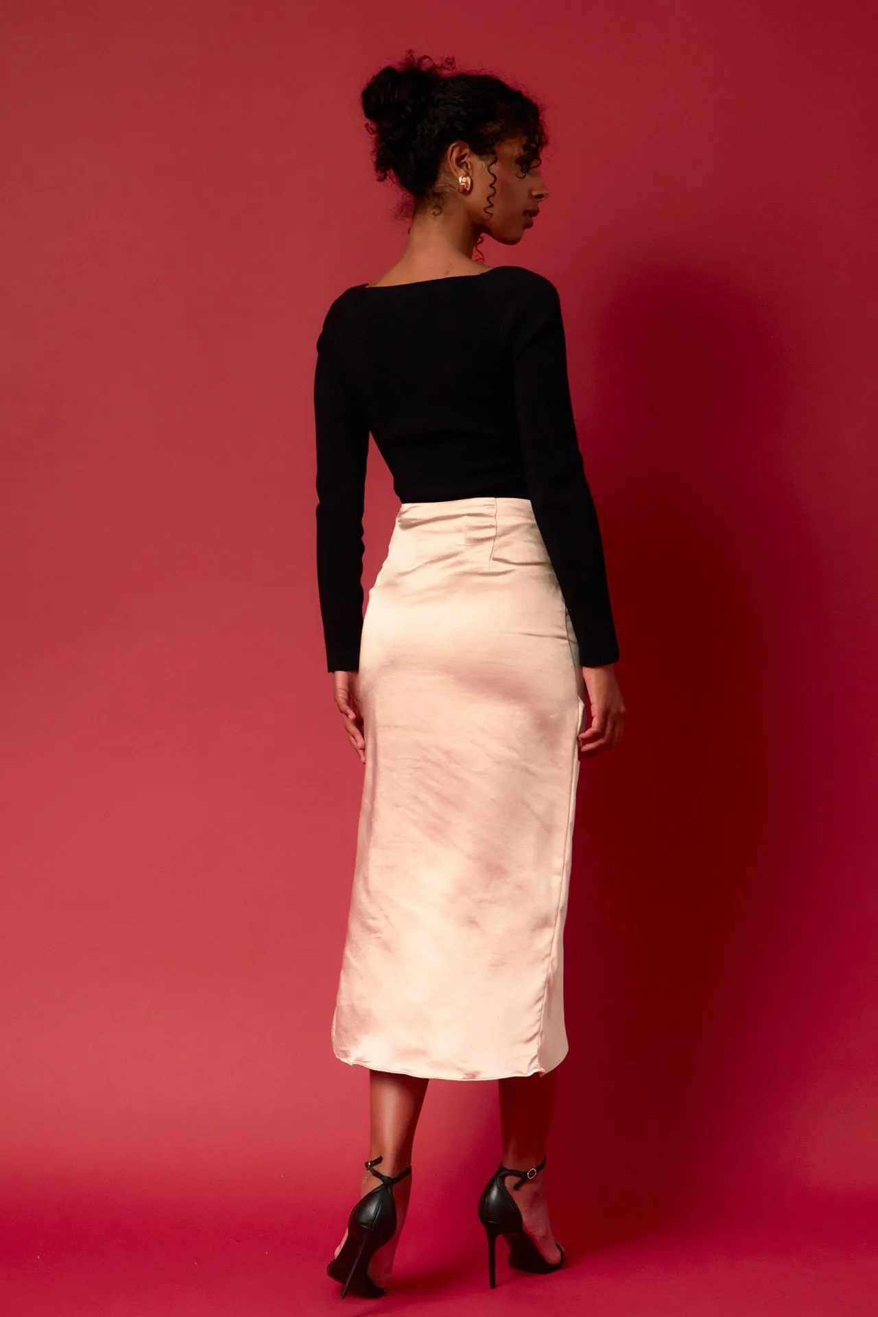 Front Slit Midi Skirt