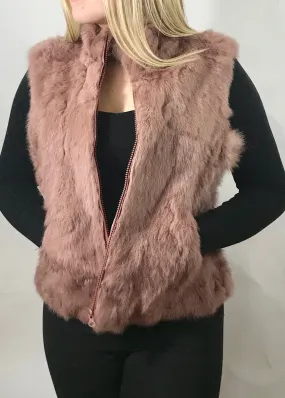 Fur Gilet in Pink by Feathers Of Italy