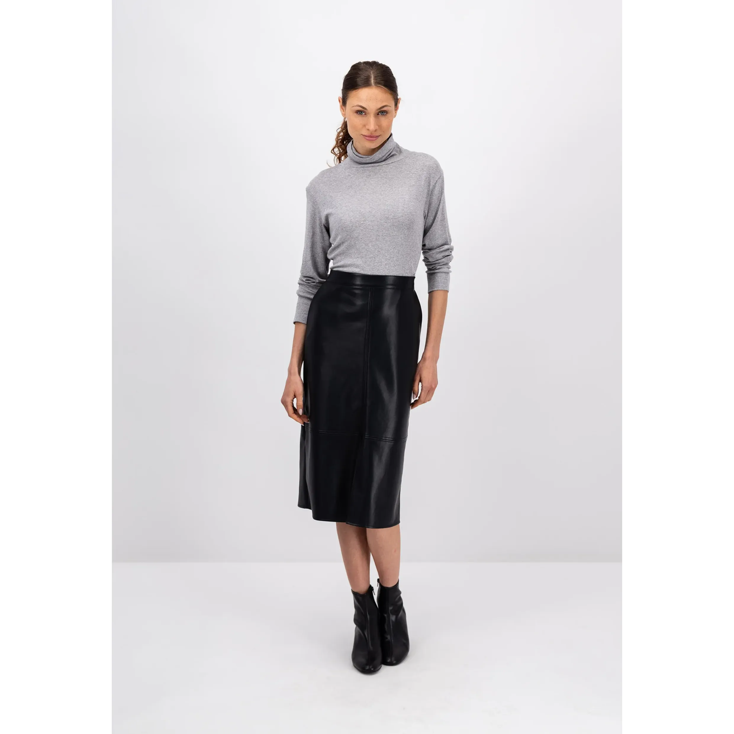 Fynch-Hatton Leather Optic Skirt In Black 3001