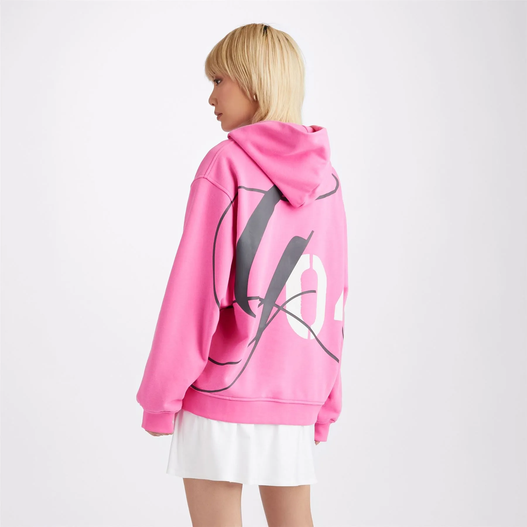 G04 Unisex Oversized French Terry Hoodie Day Glo Pink - AW23