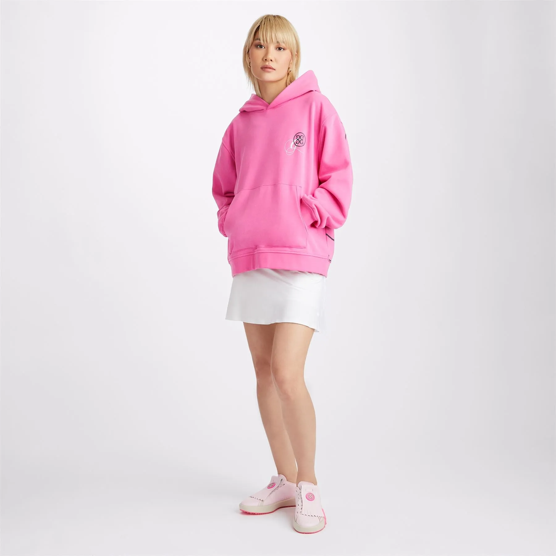 G04 Unisex Oversized French Terry Hoodie Day Glo Pink - AW23