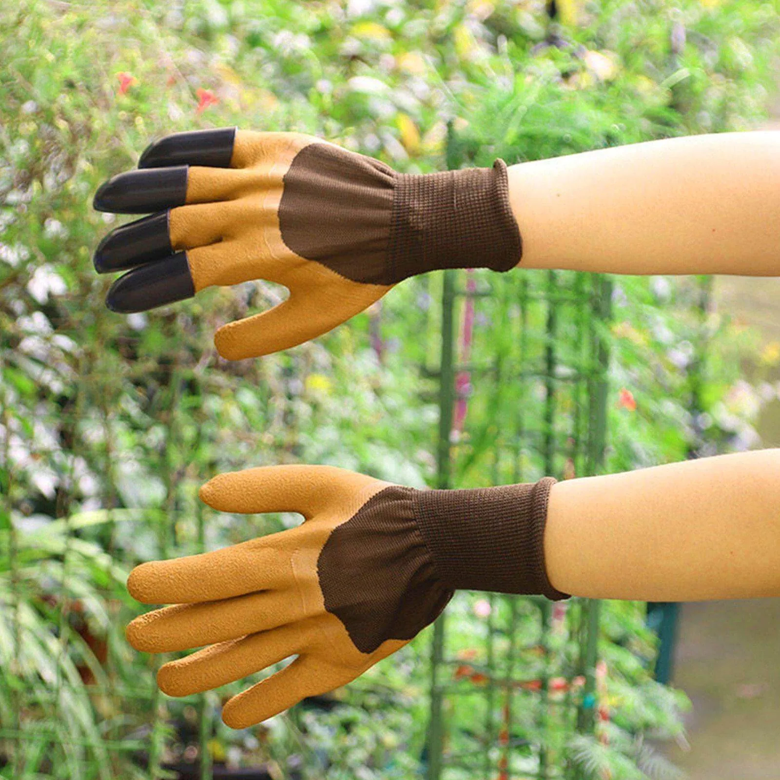 Garden Rubber Gloves with Fingertips Claws