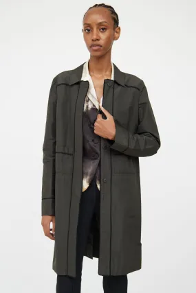 Green & Black Detail Trench Coat