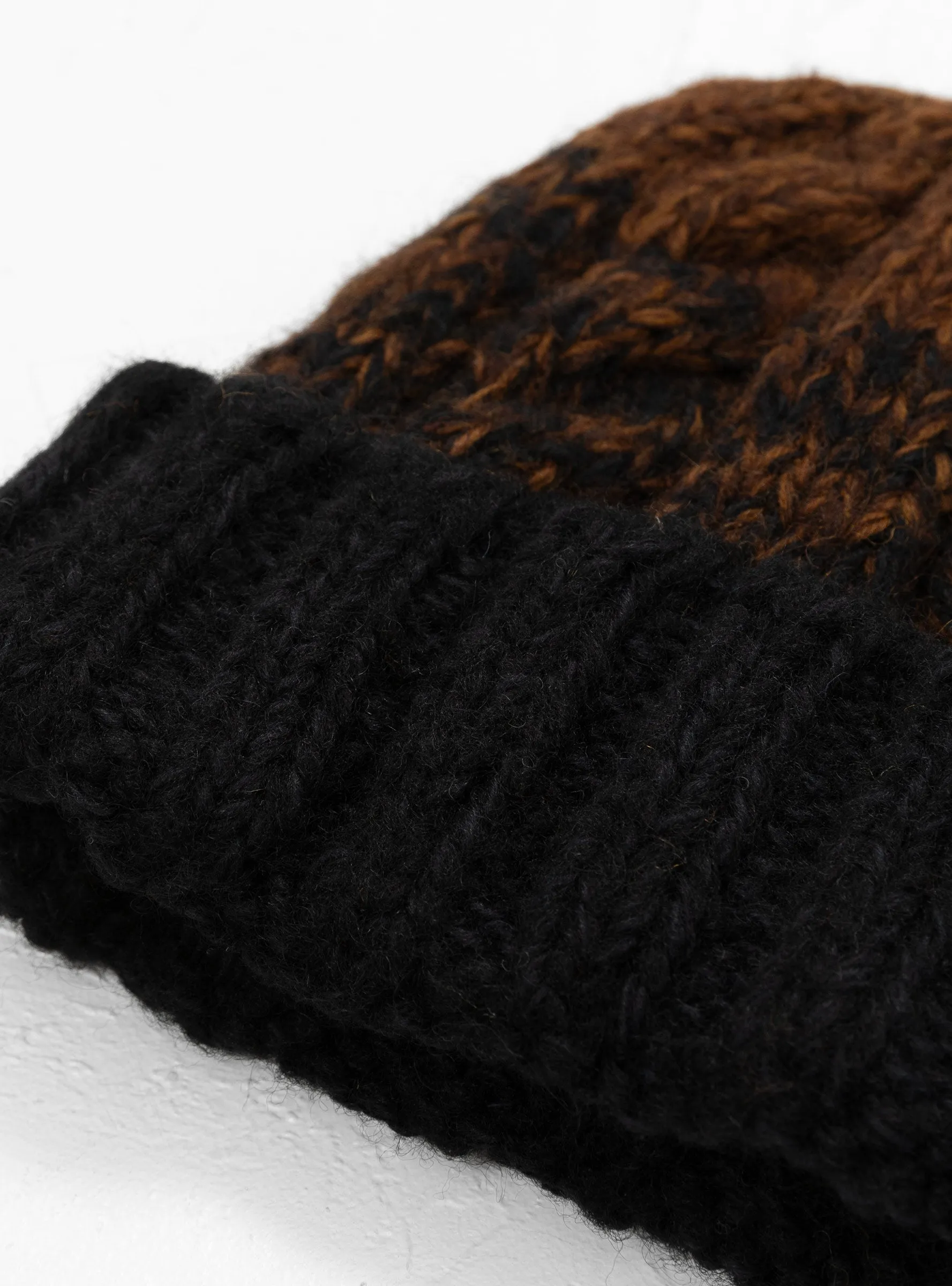 Hand Knit Fisherman Beanie Black & Brown