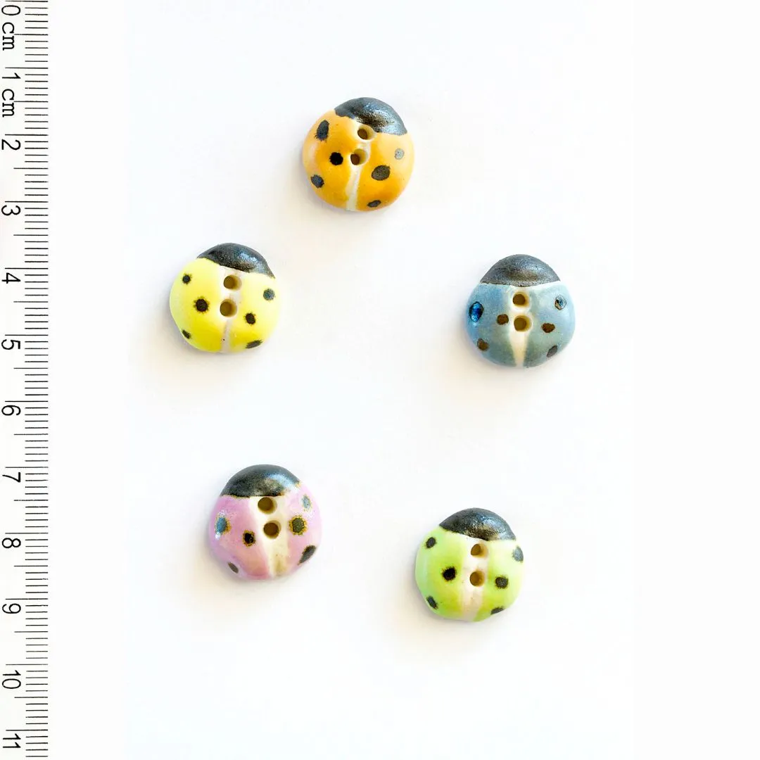 Handmade Buttons Ladybirds - Set of 5 (L005)