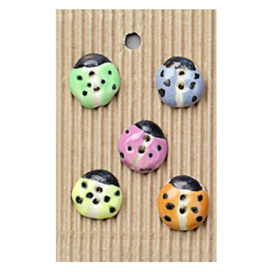 Handmade Buttons Ladybirds - Set of 5 (L005)