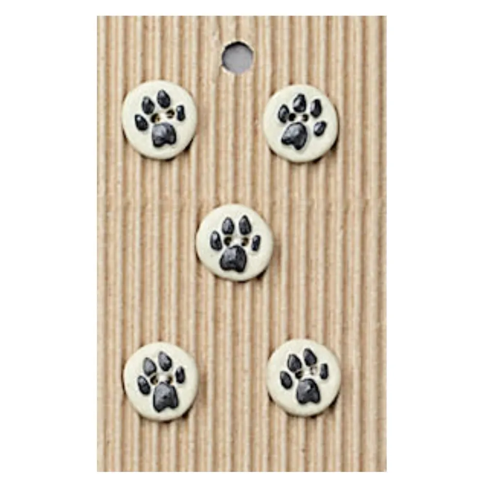 Handmade Buttons Paw Prints - Set of 5 (L055)