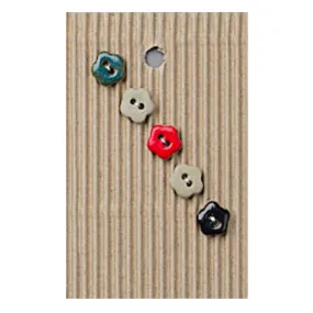 Handmade Buttons Small Coloured Flowers - Set of 5 (L558)