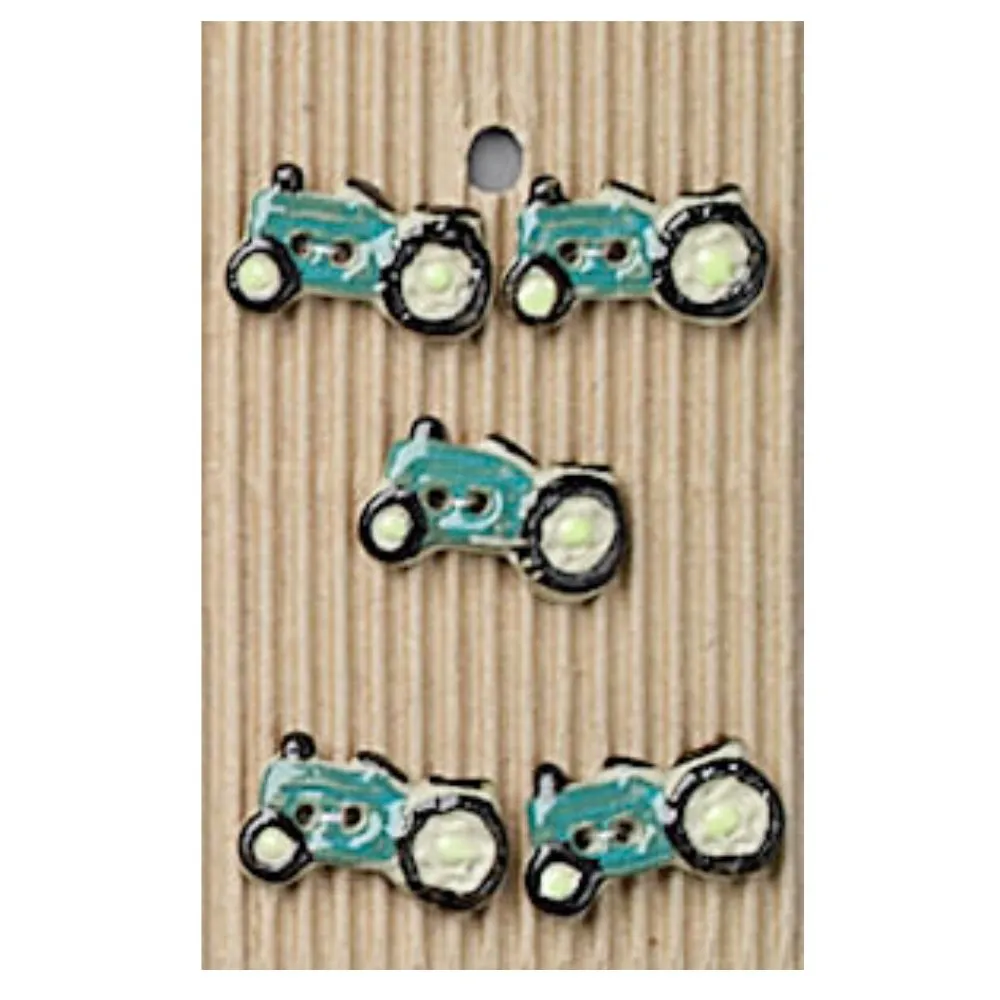 Handmade Buttons Tractors - Set of 5 (L131)