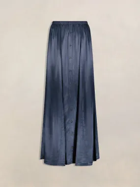 Hard Tail Satin Button Front Maxi Skirt (Style: SAT-35)