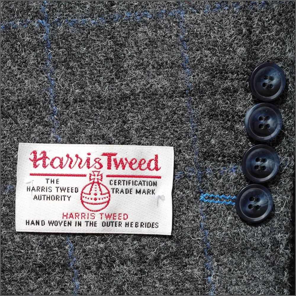 Harris Tweed Grey Marl With Blue Over Check Jacket>