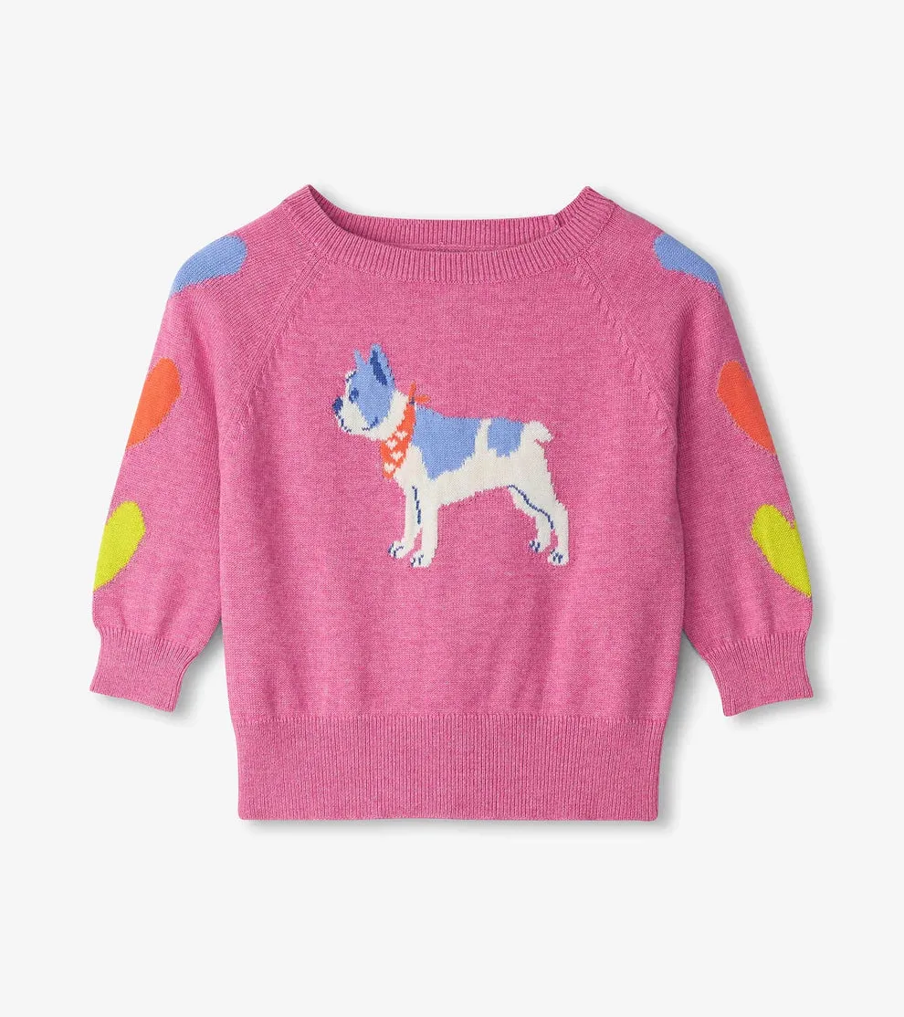 Hatley Raglan Pullover Sweater - French Bulldog