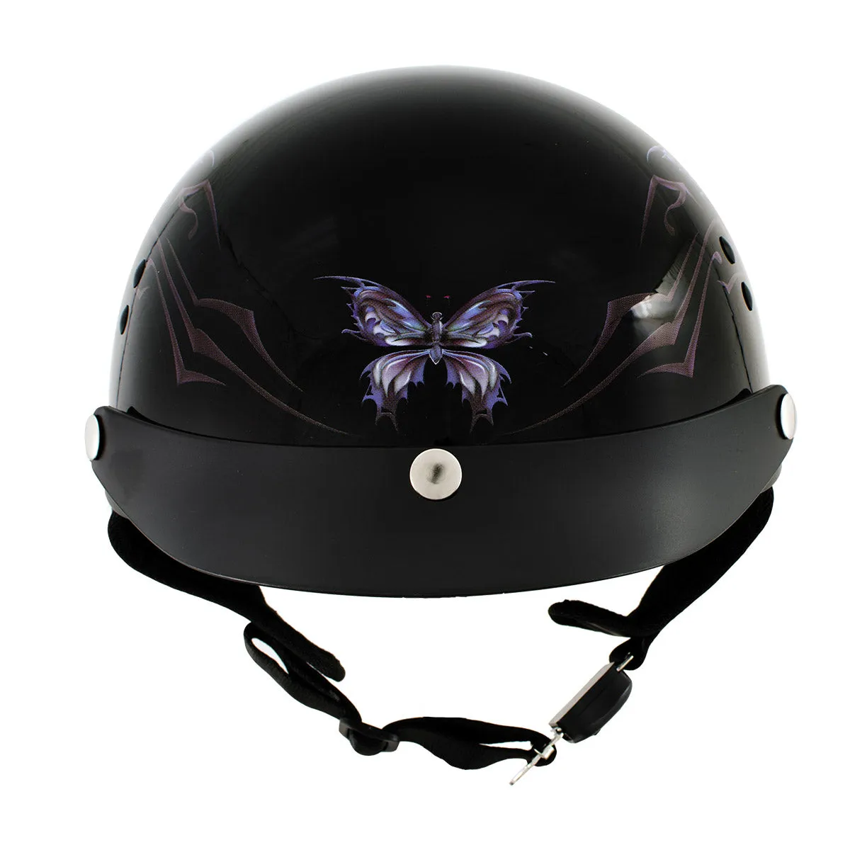 Hot Leathers HLT70 'Purple Butterfly' Glosy Black Advanced DOT