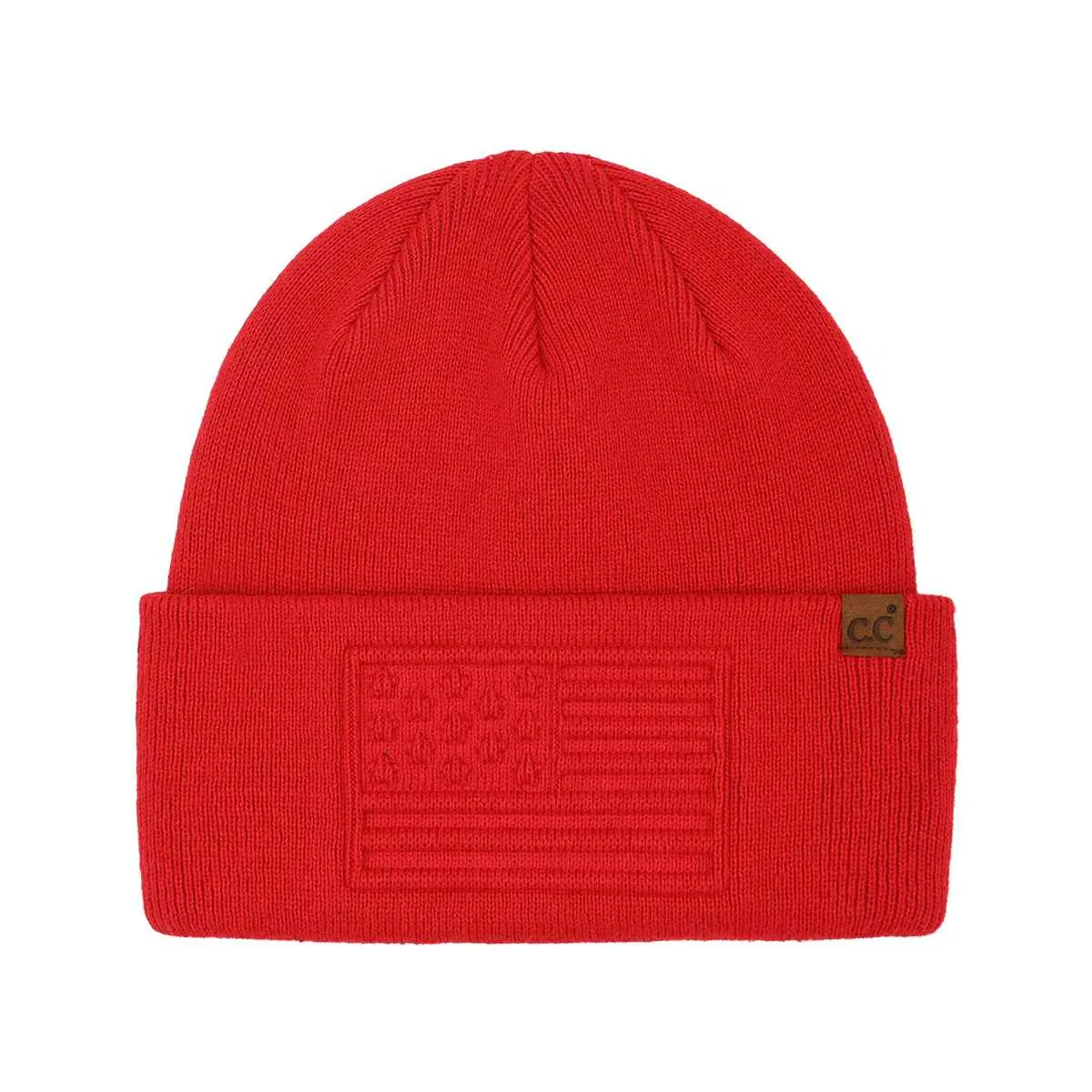 HTC0119 3D Embossed American Flag Beanie