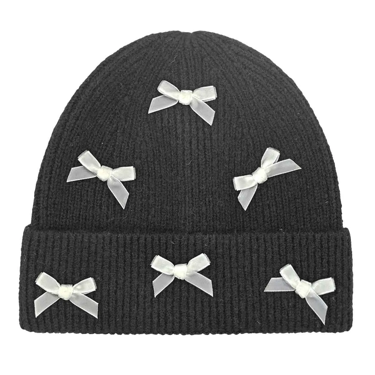 HTE0147 Mini Velvet Bow Cuff Beanie