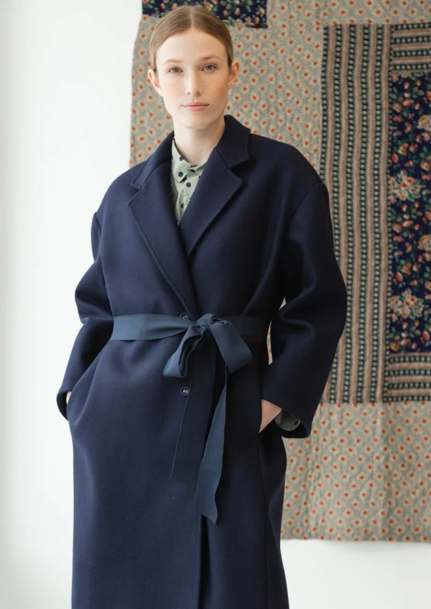 Ina Coat, Navy Melton Wool