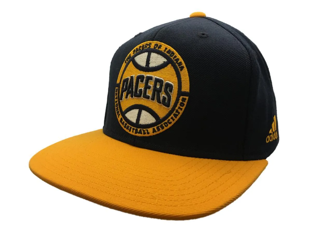 Indiana Pacers Adidas Navy & Yellow Adj Structured Snapback Flat Bill Hat Cap