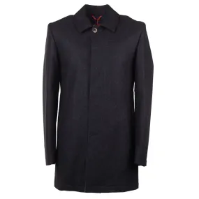 Isaia Aqua Flannel Wool Overcoat