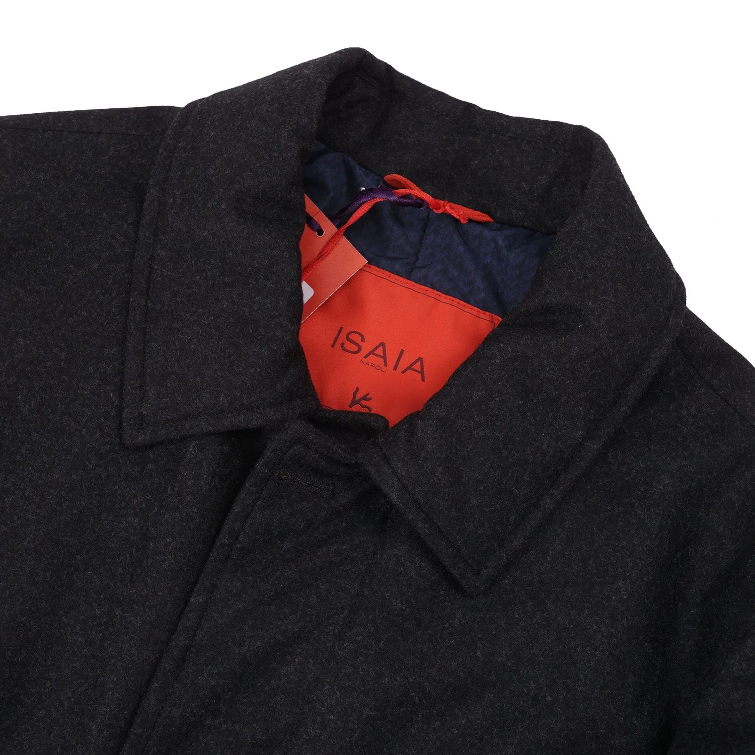 Isaia Aqua Flannel Wool Overcoat