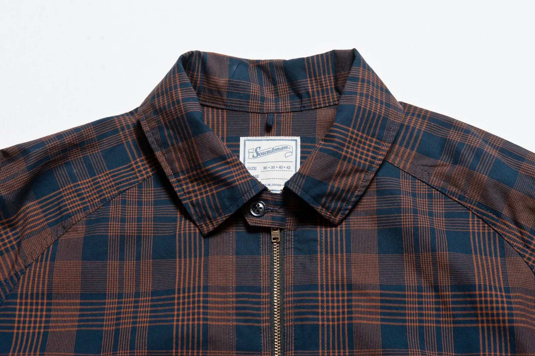 Jackson High Density Cotton Anorak Shirt in Navy x Brown