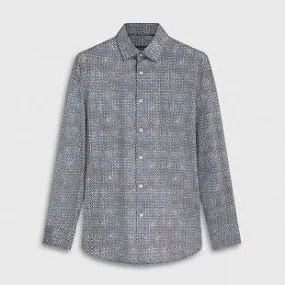 James Geometric OoohCotton Shirt in Truffle by Bugatchi