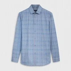 James Plaid Check OoohCotton Shirt in Air Blue by Bugatchi