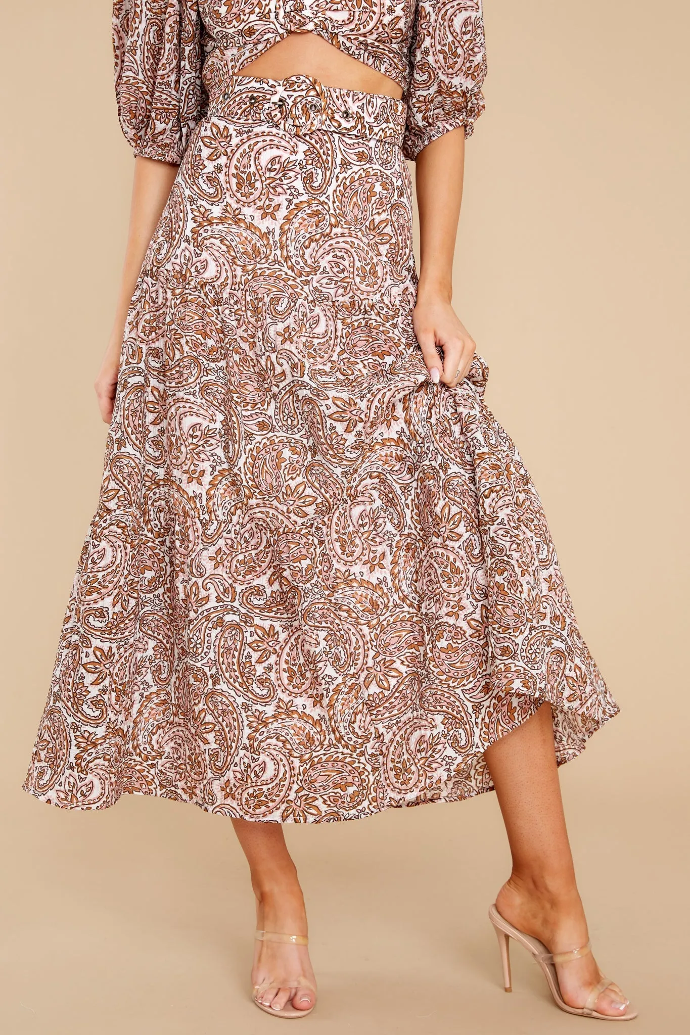 Jedda Paisley Belted Midi Skirt