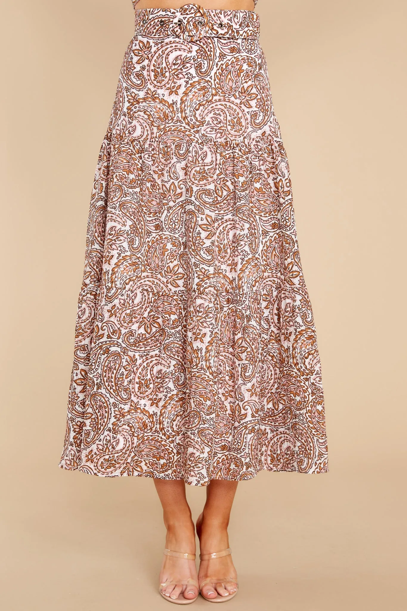 Jedda Paisley Belted Midi Skirt