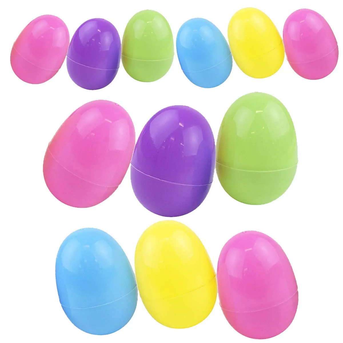 Kicko Giant Refillable Easter Eggs - 12 Pack - Large Fillable Neon-Colored Egg-Shaped Toy