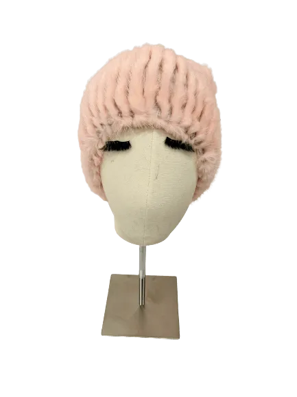 KNITTED MINK BEANIE ROSA