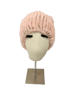 KNITTED MINK BEANIE ROSA