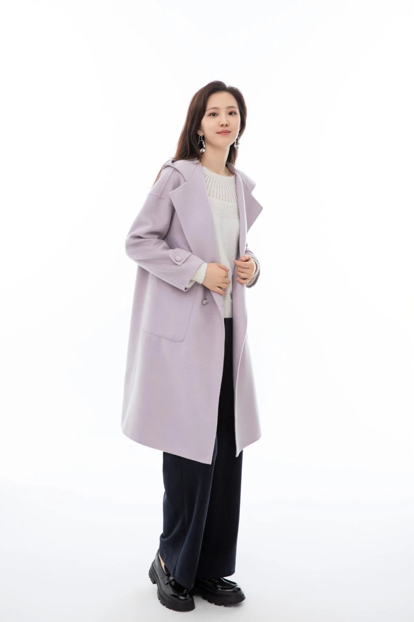 Lavender Wool Hooded Overcoats