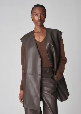 Leather Gilet  - Chocolate