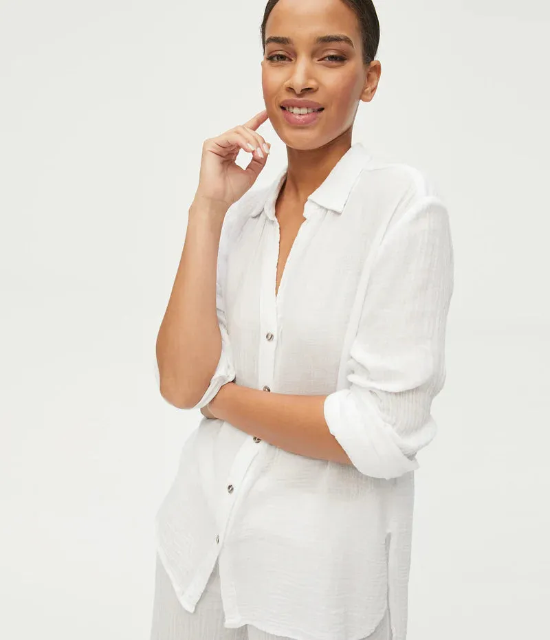 Leo Button Down Top - White