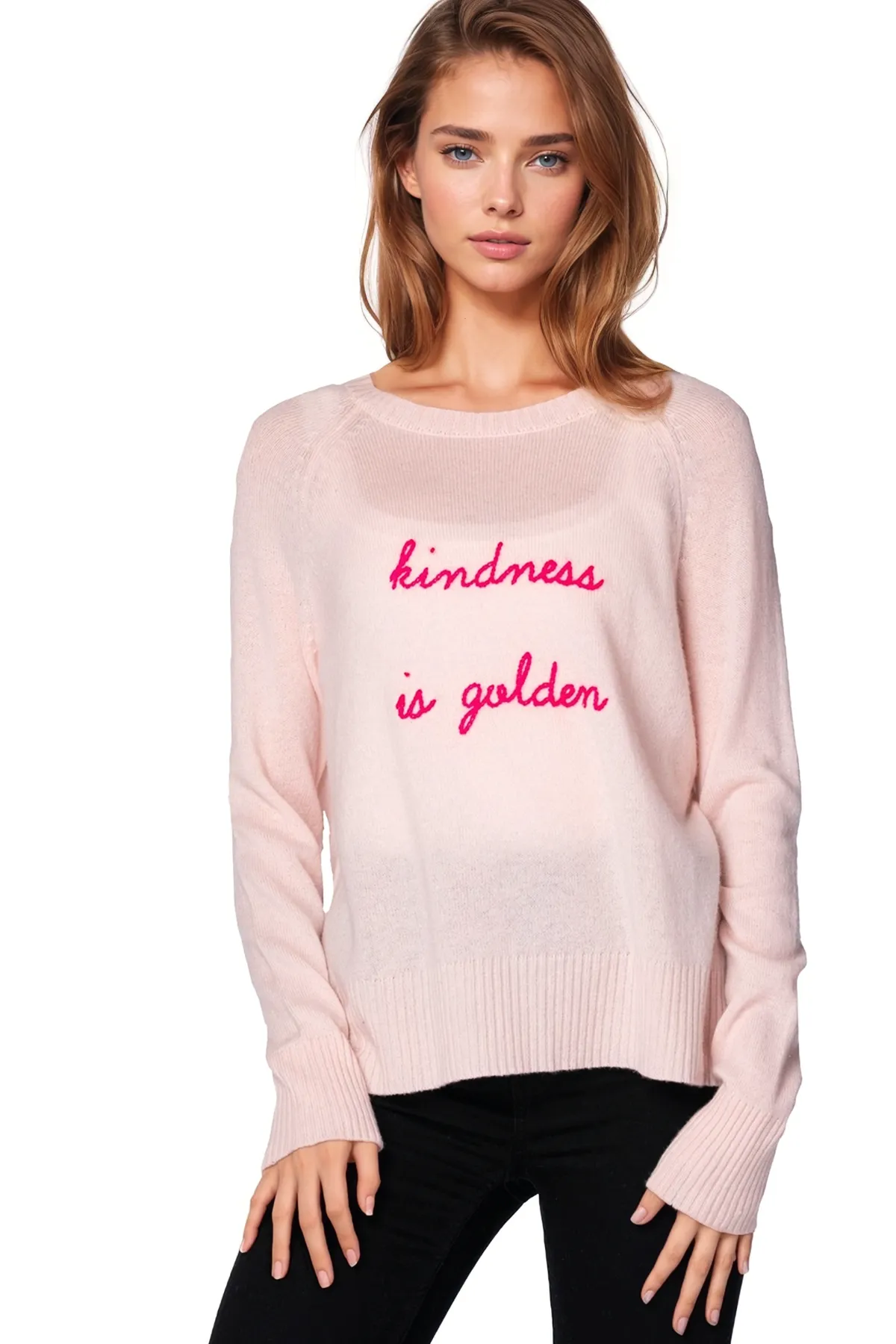 Life is Good | Embroidery Cashmere Crew | Kindness is Golden