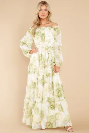 Love Is Blooming Green Floral Print Maxi Dress