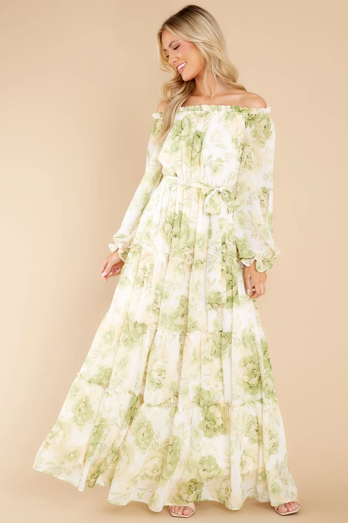 Love Is Blooming Green Floral Print Maxi Dress