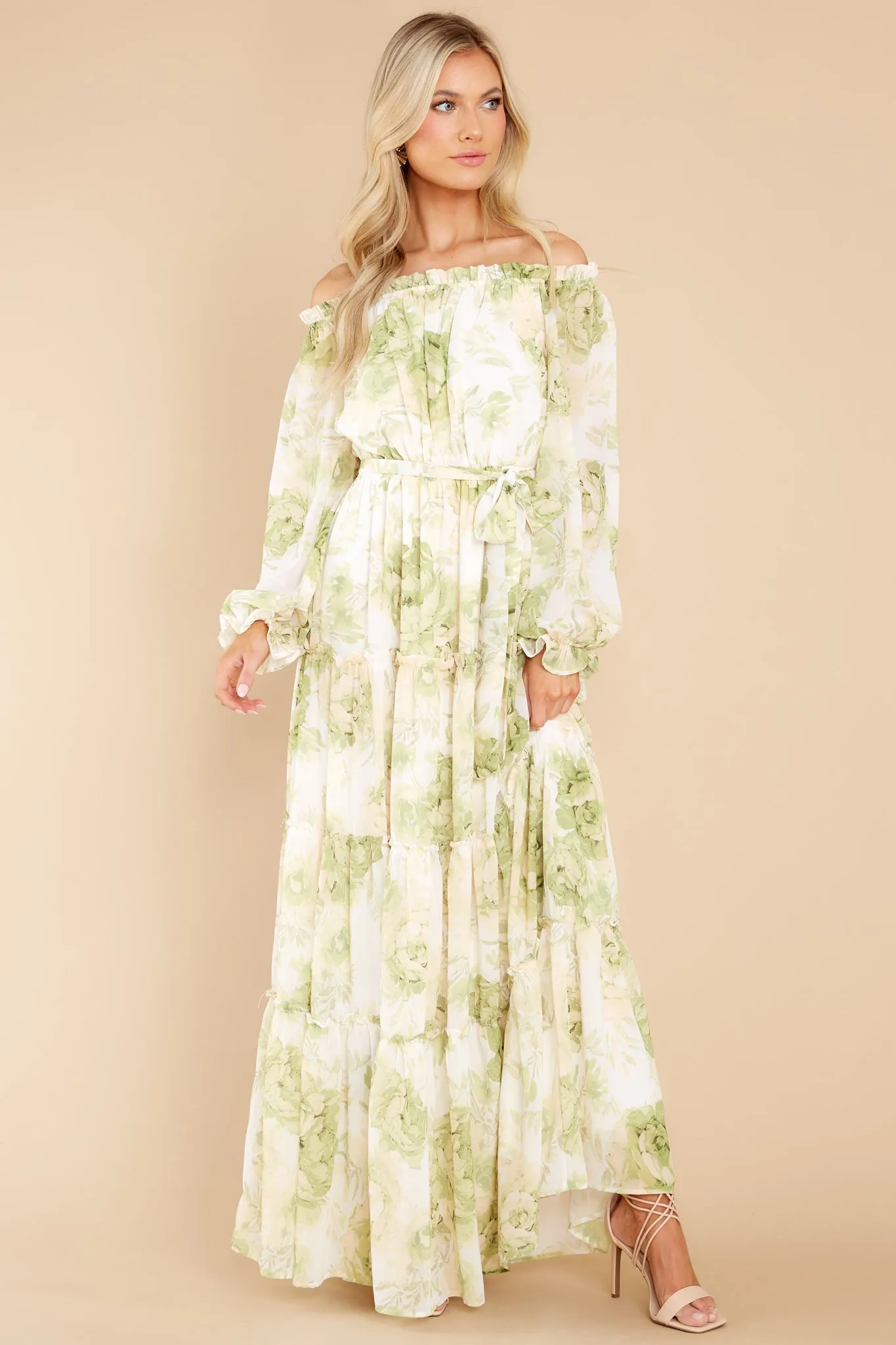 Love Is Blooming Green Floral Print Maxi Dress