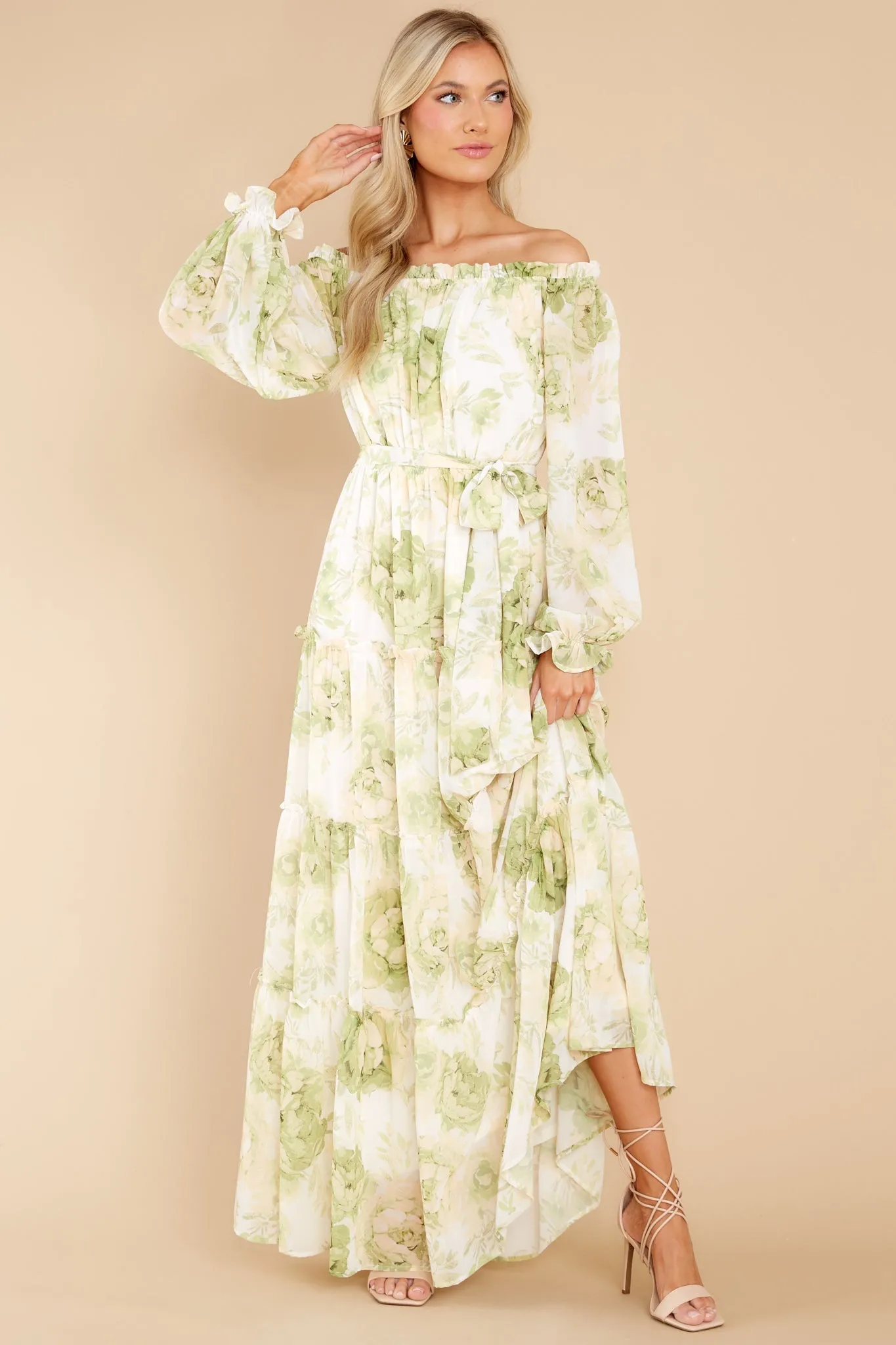 Love Is Blooming Green Floral Print Maxi Dress