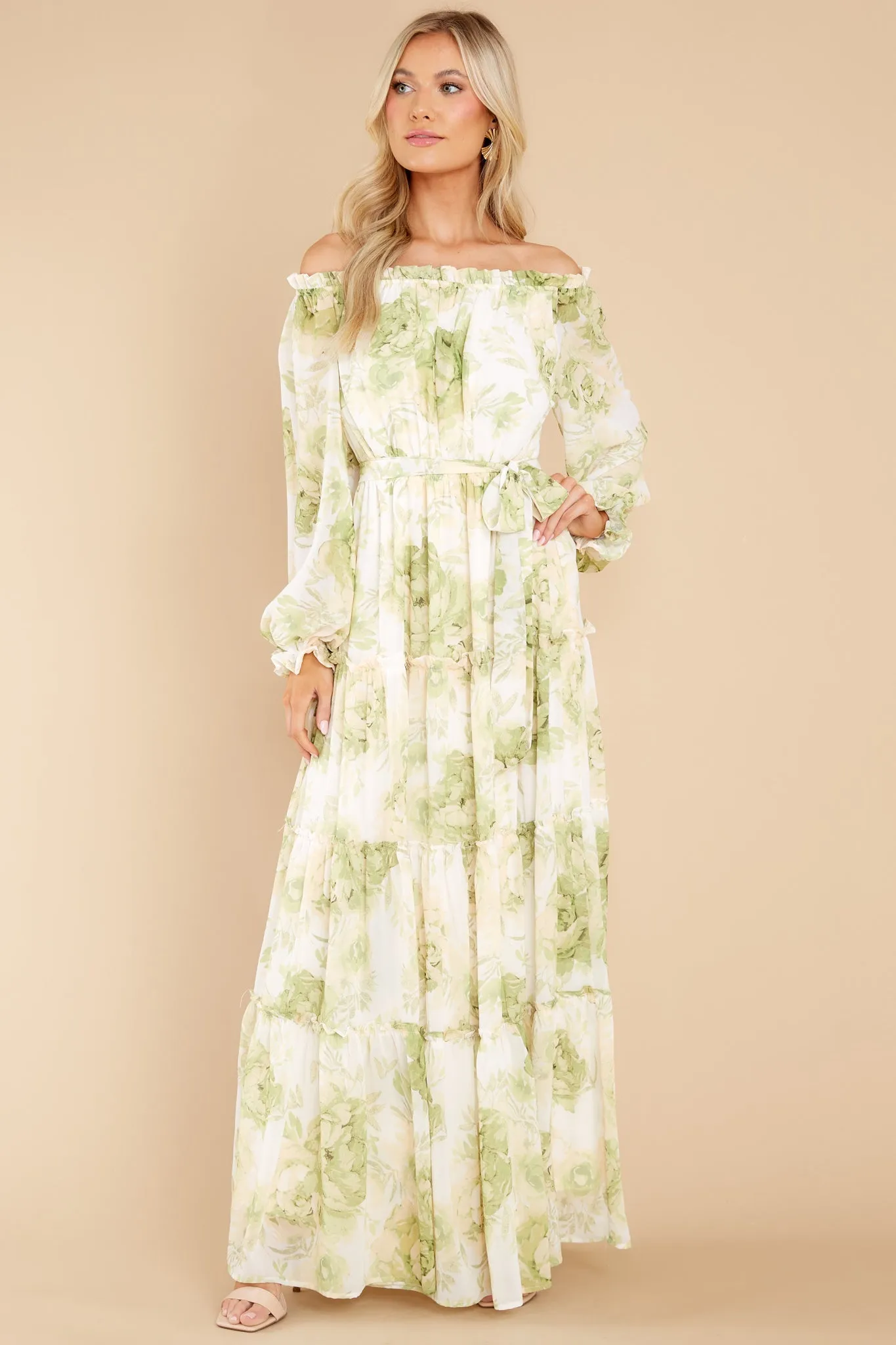 Love Is Blooming Green Floral Print Maxi Dress