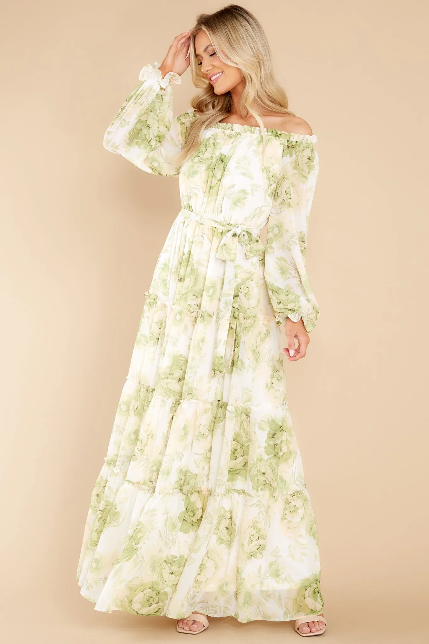 Love Is Blooming Green Floral Print Maxi Dress