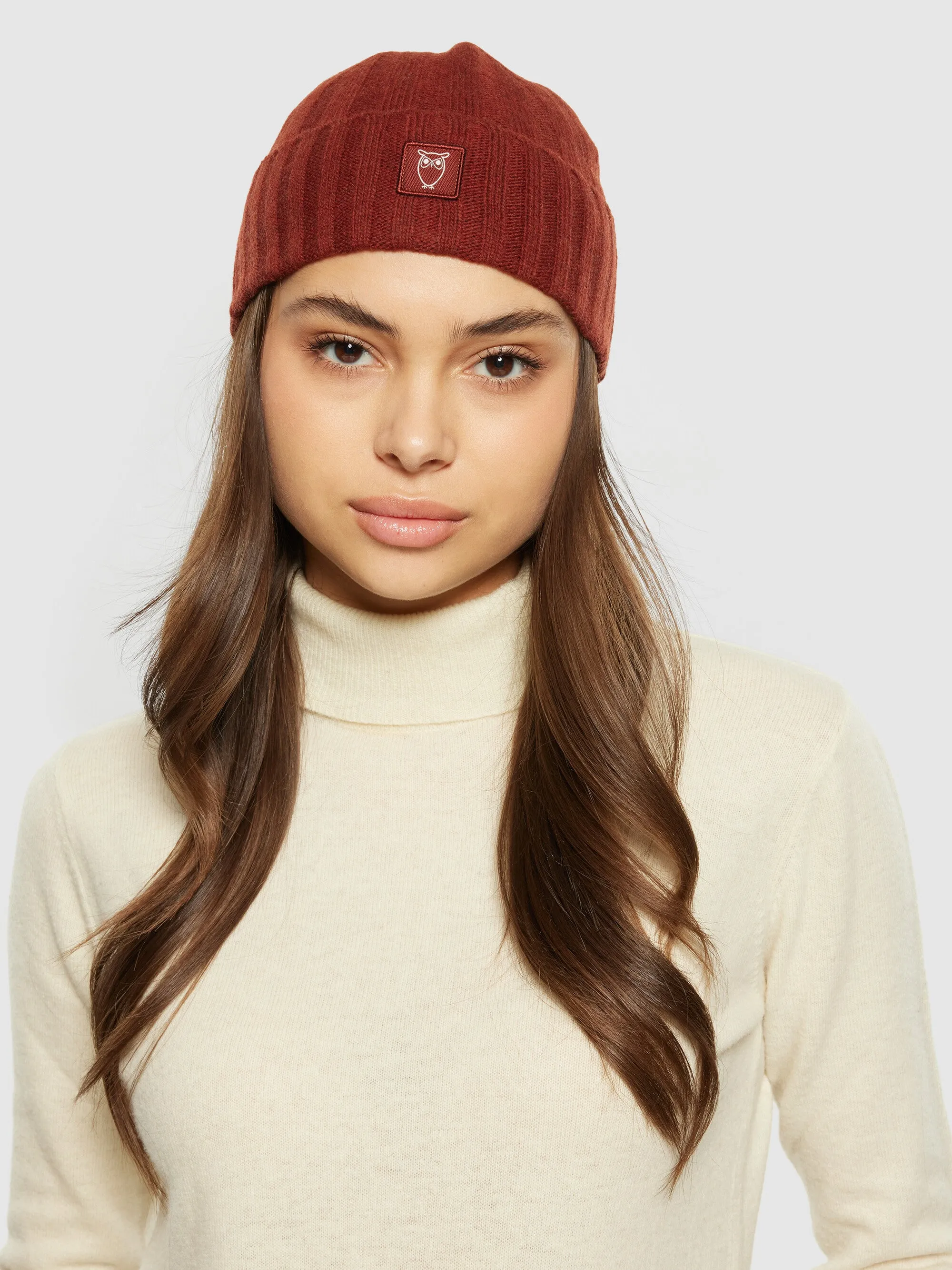 Low wool 5x4 rib beanie - RWS - Fired Brick