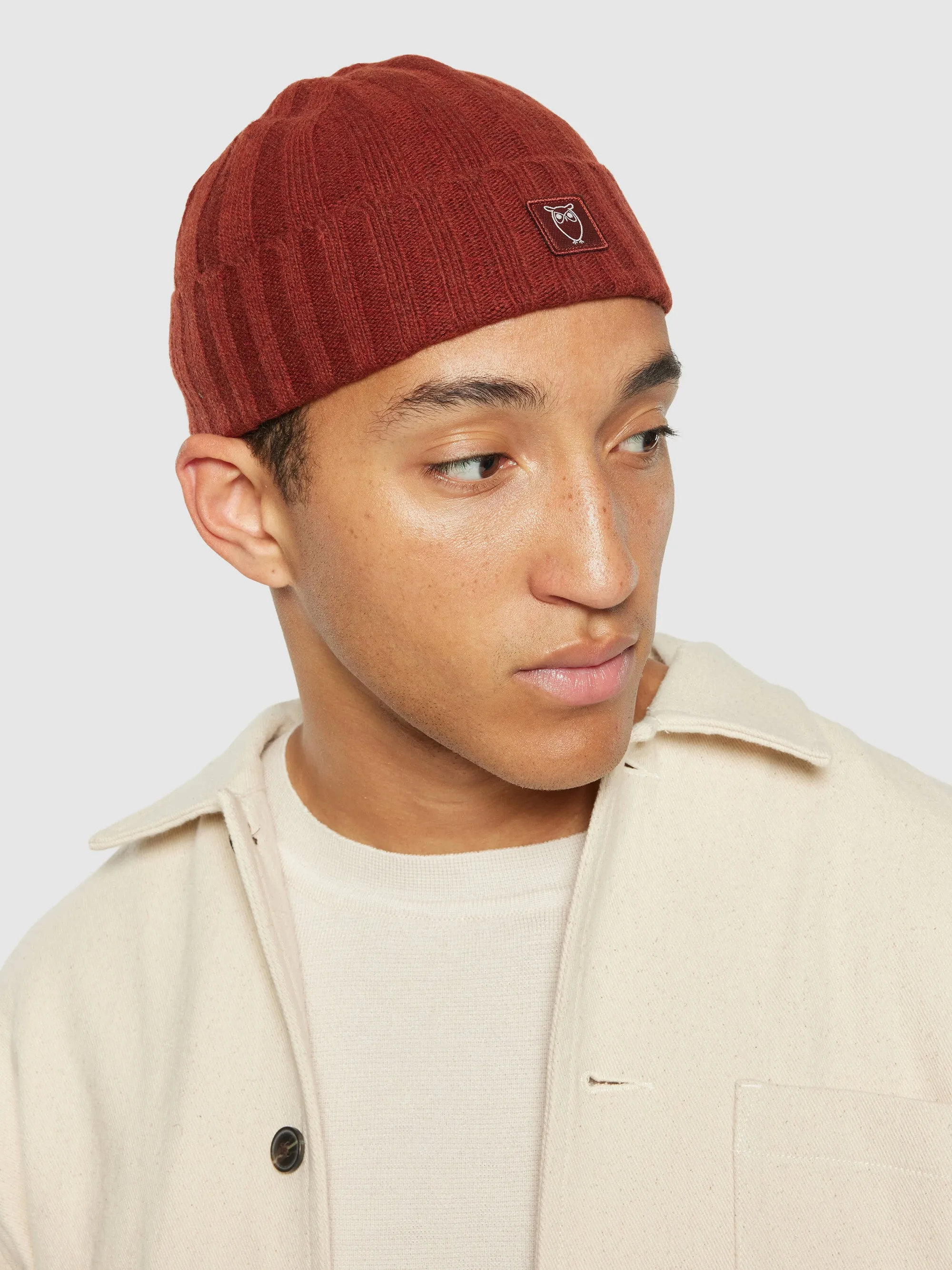 Low wool 5x4 rib beanie - RWS - Fired Brick