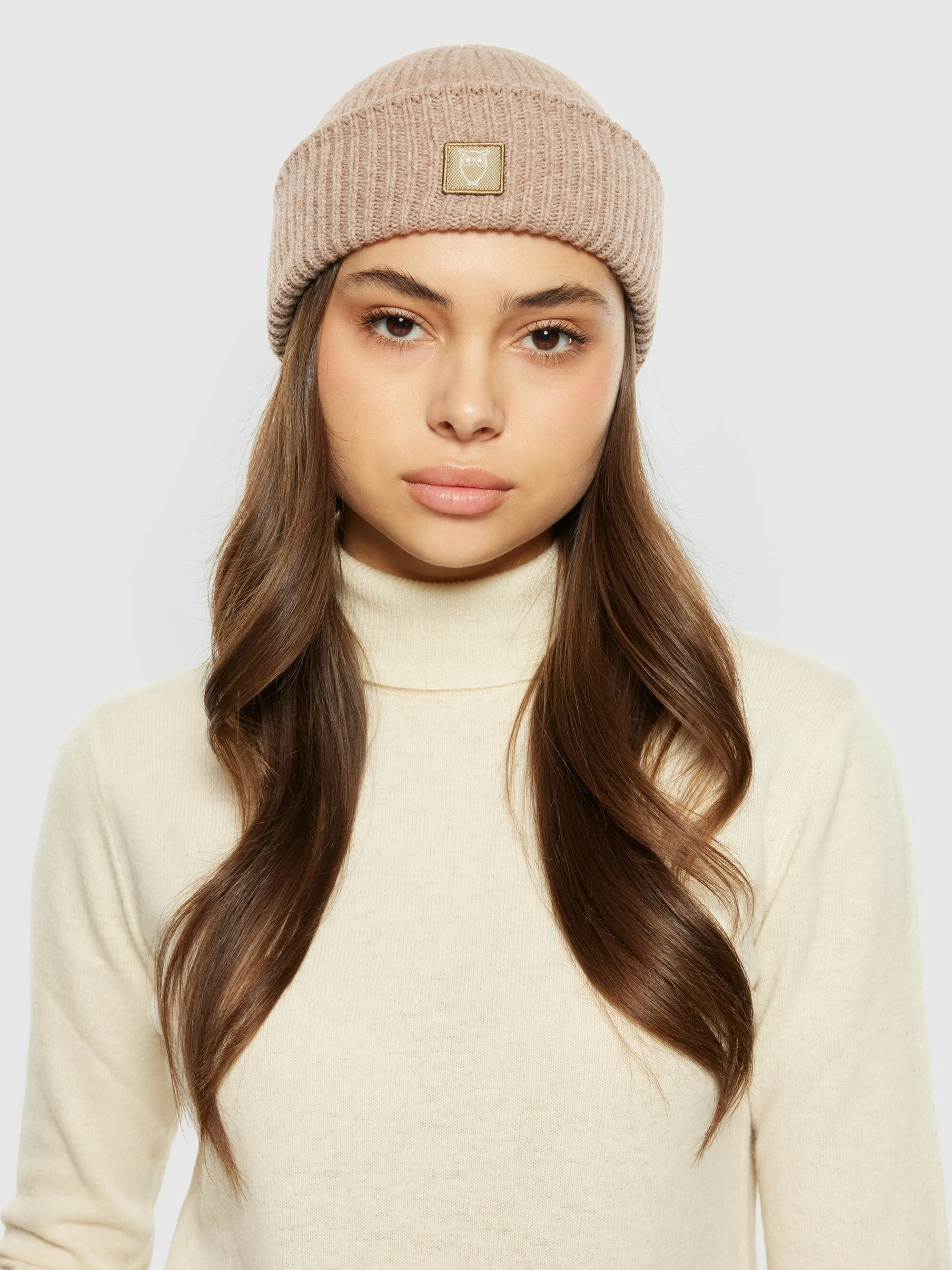 Low wool rib beanie - Kelp melange